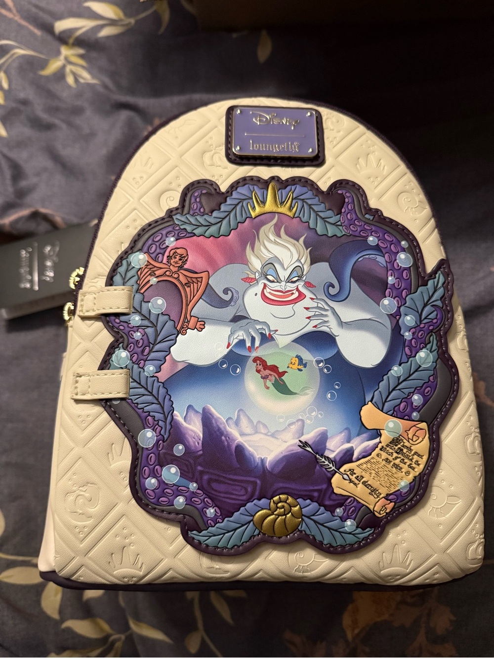 Loungefly White Ursula Mini Backpack with Purple Accents